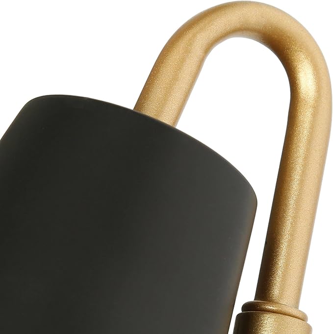 KSANA Swing Arm Wall Lamp, Black and Gold Plug in or Hardwired Wall Sconces, Modern Adjustable Arm Light Fixture with On/Off Switch for Bedroom, Kitchen, Hallway and Living Room