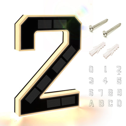 KUZEOLON 9 Inch Solar-Powered Outdoor House Number Light, No Wiring, Light Up House Numbers for Outside with Solar Panel, Waterproof LED Address Numbers for Home (1-9) (number2)