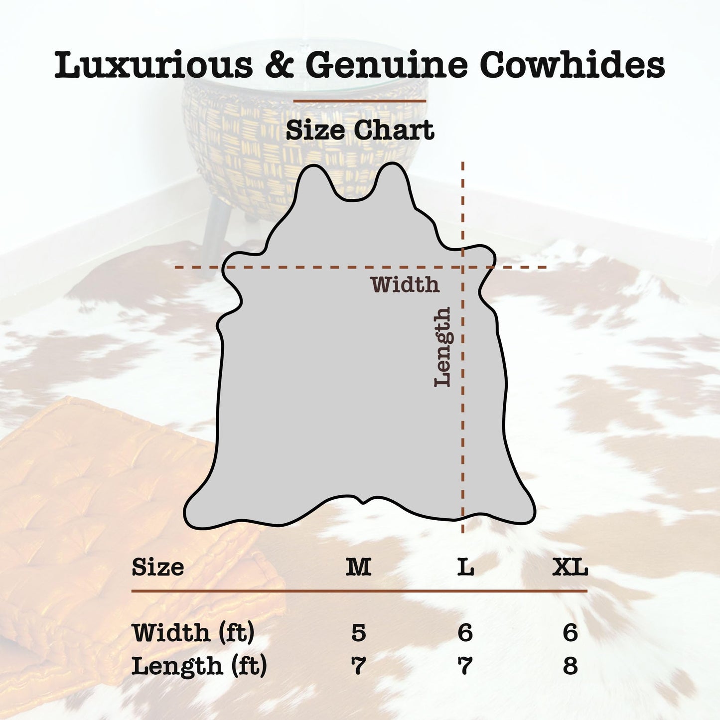 Appaloosa Cowhides Genuine Cowhide Rug - Natural Leather Hide Rugs for Living Room & Area Rug for Bedroom - Real Cowhides Rug for Rustic Home Decor - Authentic Brown & White Cowhide Rugs 6x7-8ft