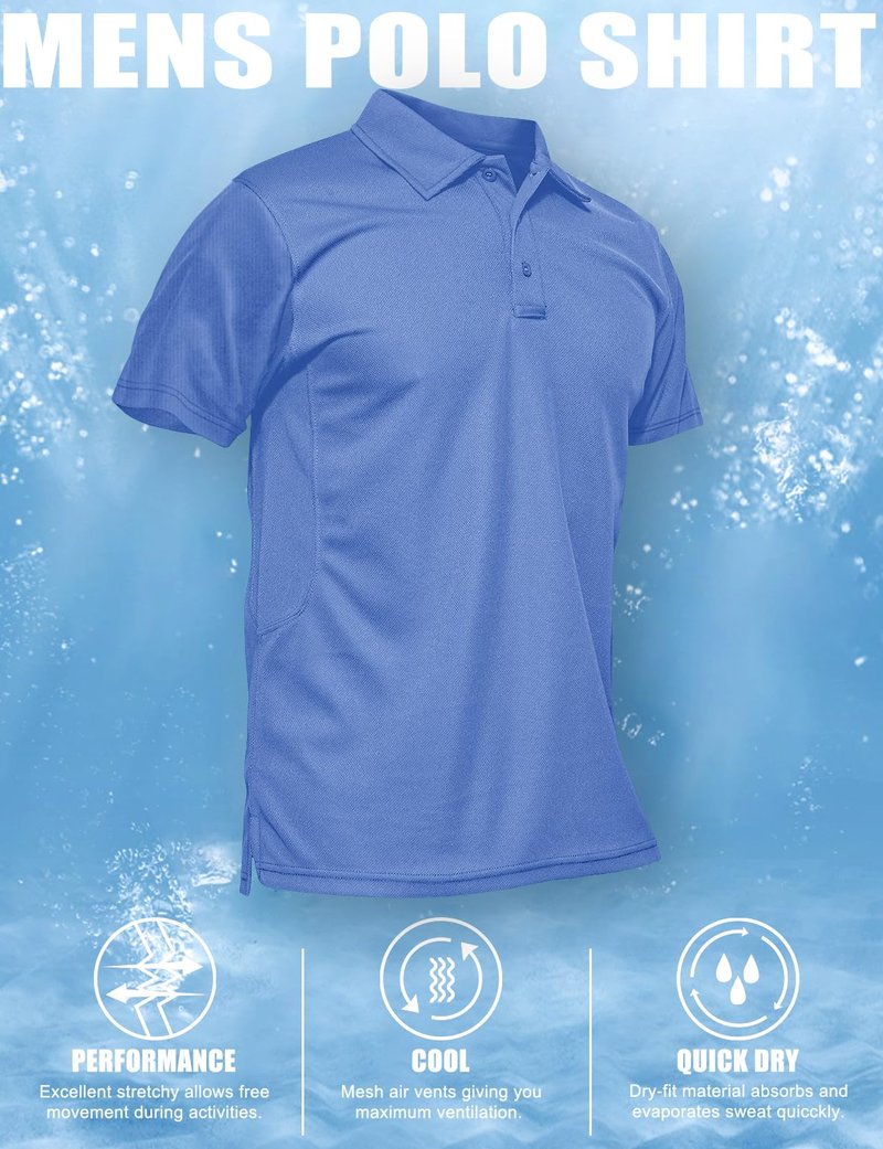 MAGCOMSEN Mens Short Sleeve Golf T Shirts for Men Quick Dry Summer Shirts Golf Polo Shirts for Men Golf Polo Shirts Casual Shirts Work Shirts