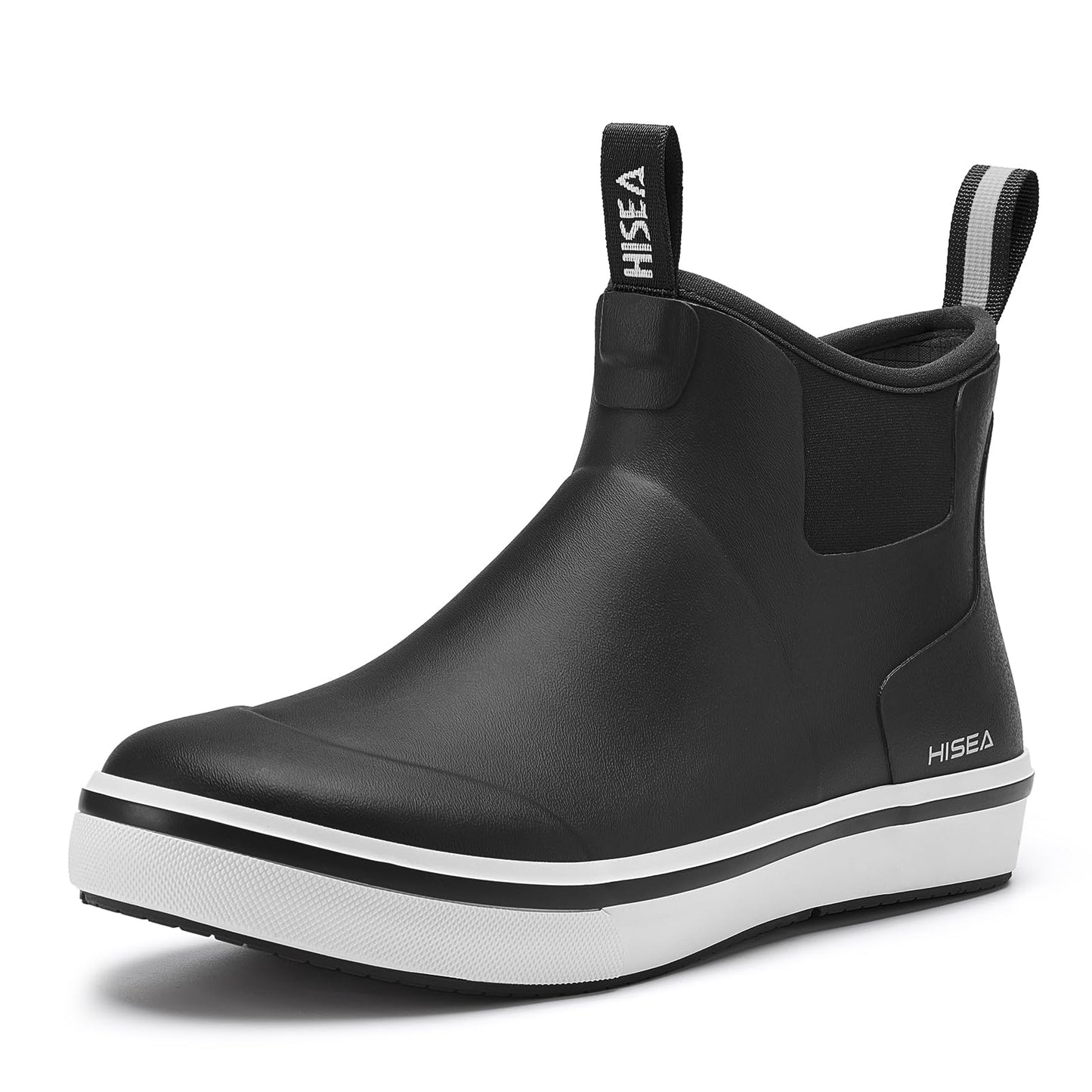 HISEA Men's Deck Rain Boots Saltwater Fishing Booties Waterproof Ankle Rain Boots with High Traction