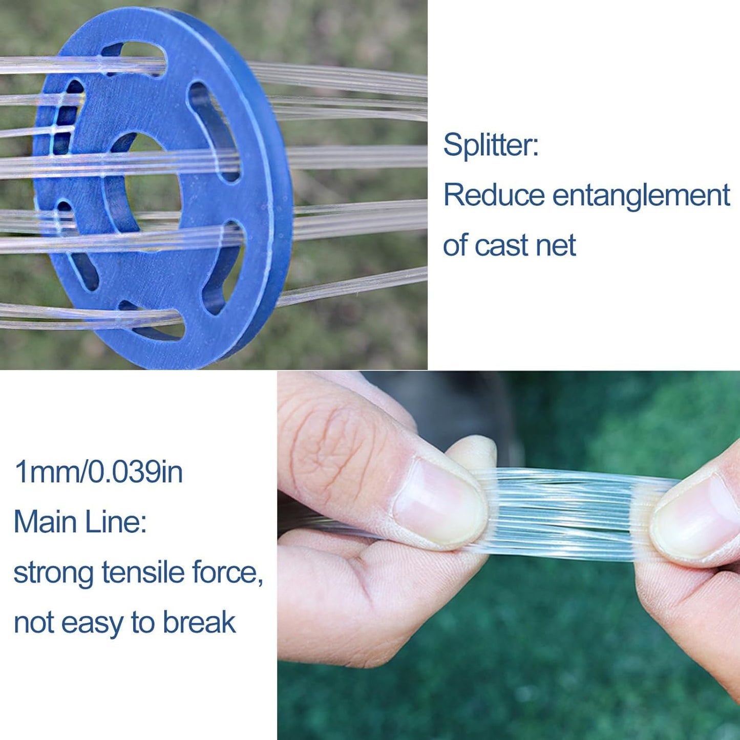 Lawaia Cast Net Cast Nets for Fishing Hand Throw Bait Nets 1/2 inch Mesh Freshwater Saltwater Fish Gear - Ideal for Shrimp, Fish & Fly Fishing with 3FT Radius