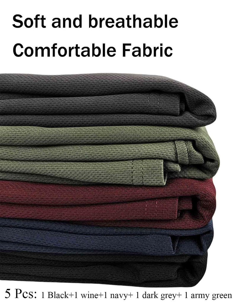 UV Sun Protection Long Sleeve T Shirts for Men Quick Dry Breathable Tshirts Athletic Casual Work Tees, 1 or 5 Pack