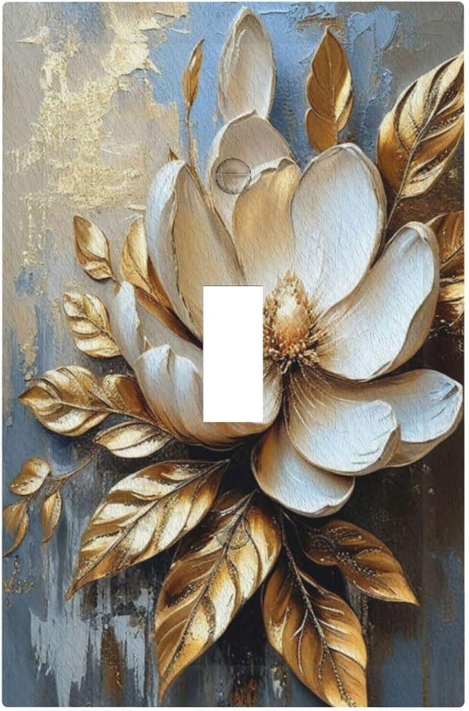 Decorative Art Light Switch Covers Gilded Bloom Single Toggle Wall Plate Decorative Switchcover Electrical Switchplate for Home Decor