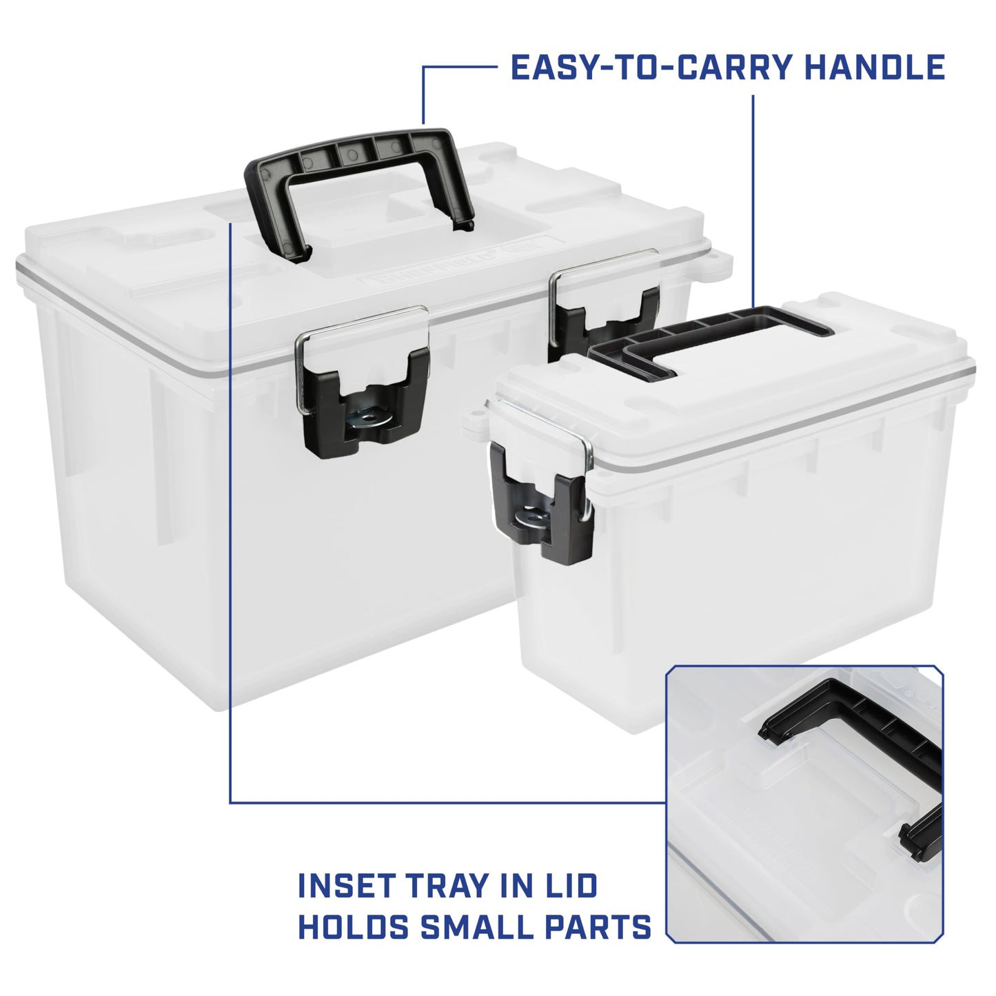 Sheffield 12722 Storage Bins With Lids, 2-Pack Stackable Storage Bins, Made in USA, Lockable and Water-Resistant Containers with Lids, Plastic Containers for Home, Classroom, and Dorm