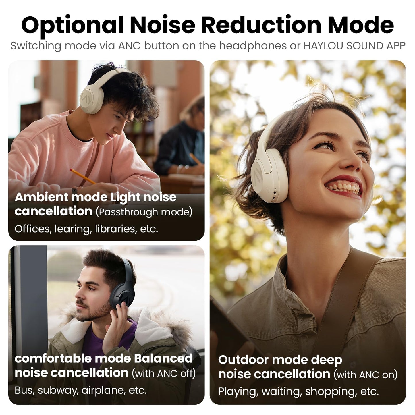HAYLOU S30 Pro Noise Cancelling Bluetooth Headphones, LDAC Hi-Res Audio, 5 HD Mics Call, 80H Playtime, Custom EQ via App, Bluetooth 5.4 Multipoint Connect, Wireless Headphones Over Ear