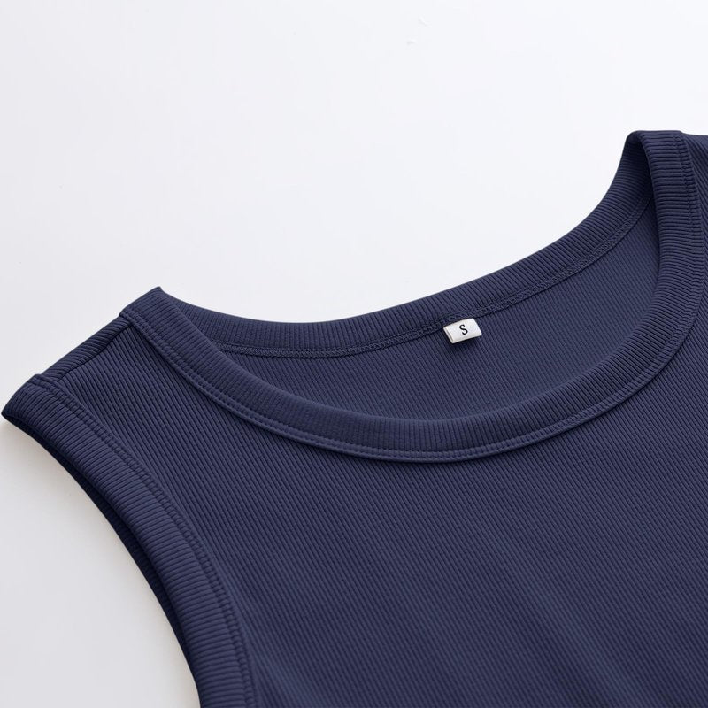 ANRABESS Womens Sleeveless High Neck Tank Tops Fashion Summer Casual Basic Slim Fit Ribbed Racerback Top Shirt Clothes Deep Blue-XXL