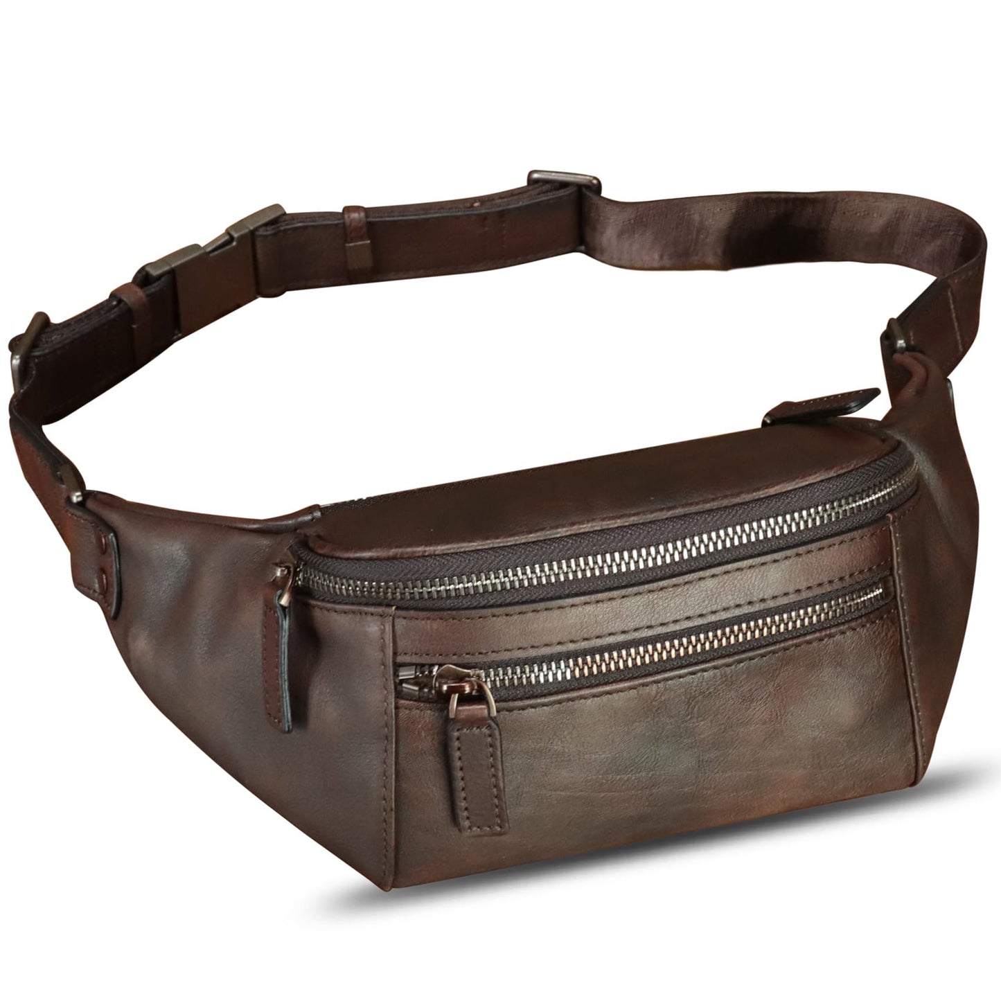 Genuine Leather Fanny Pack for Women and Men Vintage Real Leather Waist Bag Hip Bum Crossbody Sling Bags (Coffee)