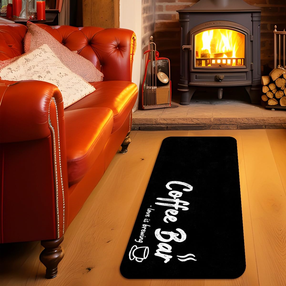 Coffee (A045) Kitchen Mats for Floor,20"x48" Coffee Theme Area Rugs