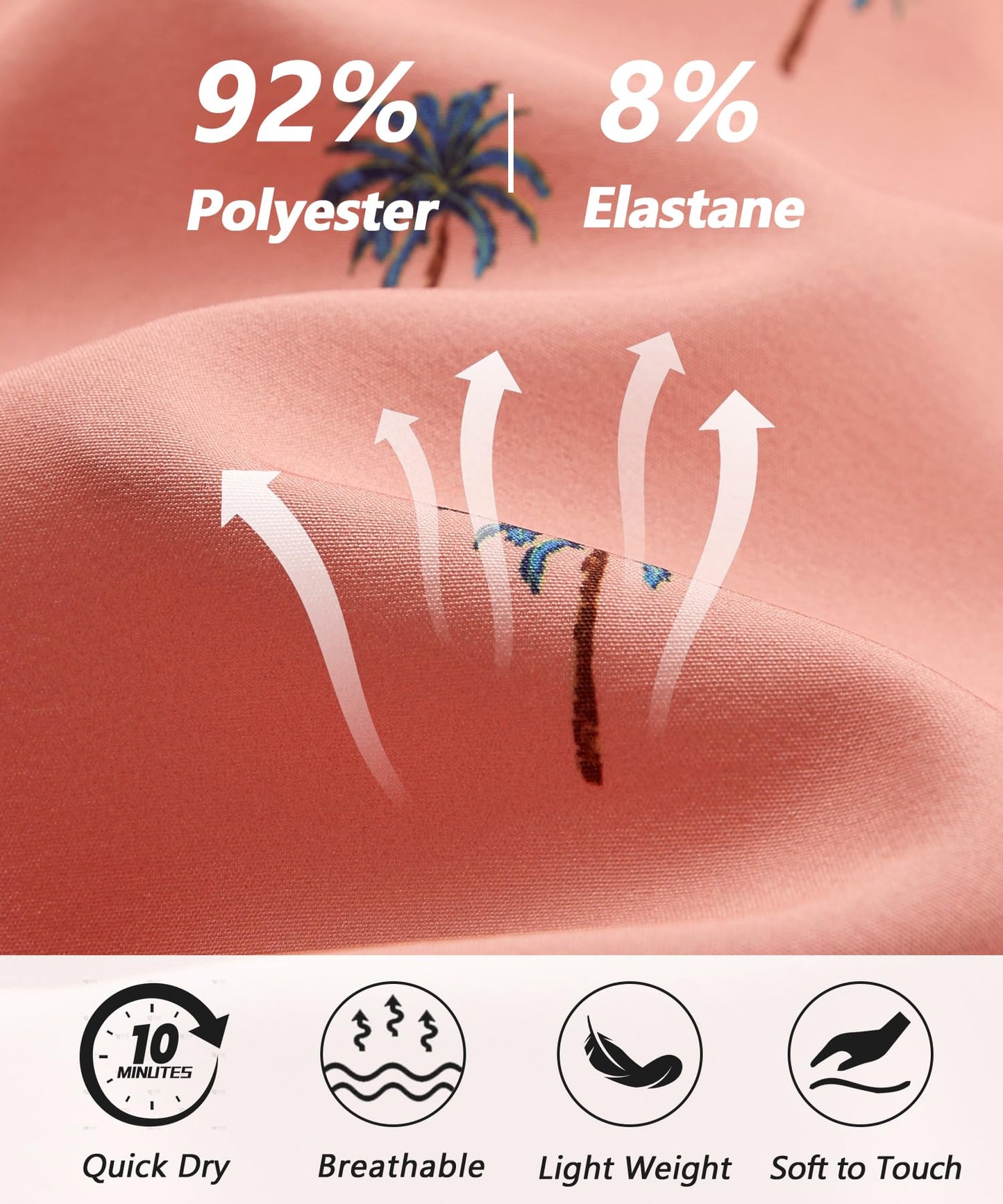 ELETOP Men's Swim Trunks Quick Dry Bathing Suit Swimming Board Shorts Mesh Lining Beach Swimwear Orange Pink L