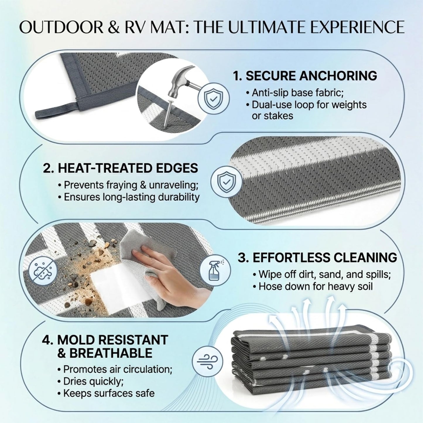 FACOYANS 9x12 FT RV Outdoor Rug - Home is Where We Park It Reversible Camper Mat - Waterproof Plastic Straw Camping Rug with Carry Bag - UV Resistant, Easy Clean Patio & Awning Mat