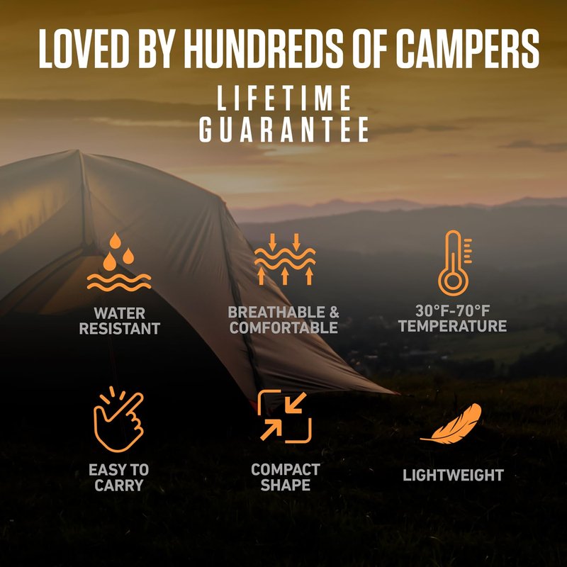 VENTURE 4TH 3-Season XXL Backpacking Sleeping Bag, Camping Sleeping Bags for Adults & Kids - Lightweight, Comfortable, Water Resistant, Ideal for Hiking, Camping & Outdoor – Silver/Black