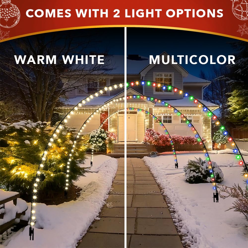 Stephan Roberts 3 Pack Light Arch, for Holiday Christmas Wedding, Outdoor Decoration, Simple & Easy Assembly, Customizable & Reusable, Doorway Pathway Yard Backdrop Decor (Light Arch, 2)