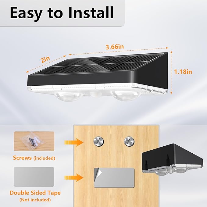 NIORSUN Solar Fence Lights,8 Pack Solars Deck Light,Warm White Color,Outdoor Bulb Waterproof Led IP65,Power Patio Lamp with Lenses for Outside/Backyard/Railing/Yard(Black)