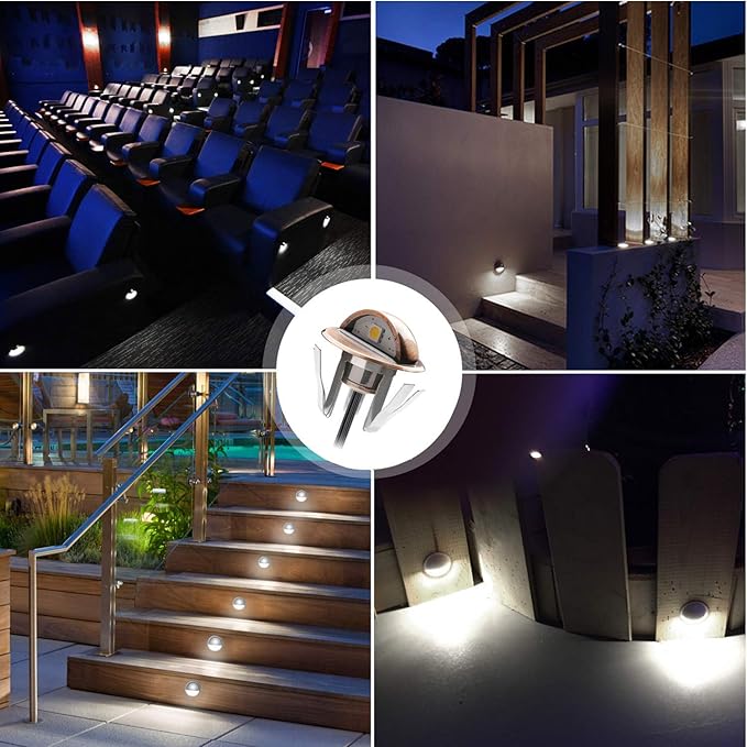 LED Stair Light Low Voltage Waterproof IP65 Outdoor 1-2/5" Recessed Wood LED Deck Lighting Yard Garden Patio Step Landscape Pathway Decor Lamp (20pcs, Cold White)