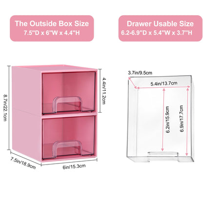 Vtopmart 4 Pack Small Clear Stackable Storage Drawers,Acrylic Bathroom Makeup Organizer,Plastic Storage Bins For Vanity, Undersink, Kitchen Cabinets, Pantry, Home Organization