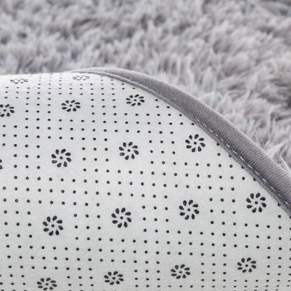 junovo Ultra Soft Washable Shaggy Rug - Non-Slip Oval Carpet for Nursery, Kids Bedroom & Home Decor (2.6x5.3ft Grey) | Plush Fluffy Floor Mat for Cozy Living Spaces