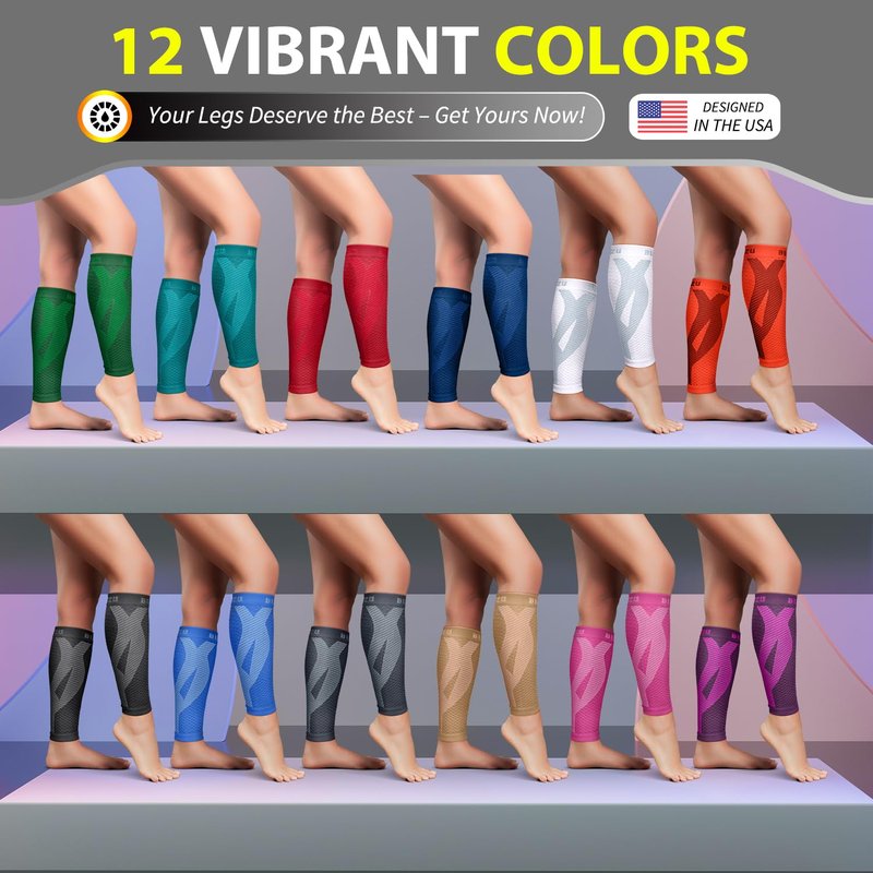 BLITZU Calf Compression Sleeves for Men and Women. Footless Compression Socks Support for Varicose Vein, Nursing, Running. Leg Sleeve Brace for Shin Splints, Pain Relief & Reduces Swelling Gray S-M