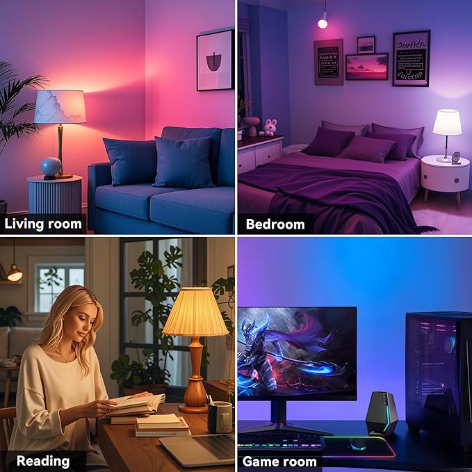TJOY Smart Light Bulbs, Bluetooth WiFi Led Bulb Compatible with Alexa &Google Assistant, RGB Color Changing Alexa Bulb, 9W(60W Equivalent), A19 E26 800LM, 2.4Ghz WiFi only,2 Pack