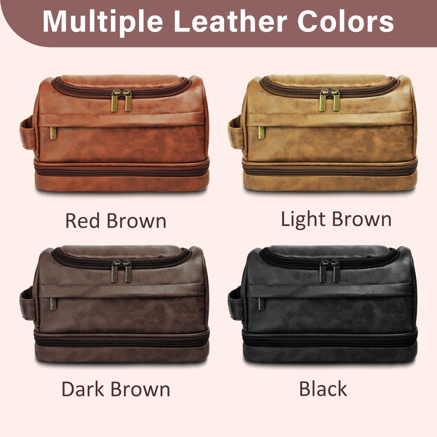 Personalized Toiletry Bag for Men, Father Day Gift for Dad, Graduation Gifts for Men Him, Leather Custom Engraved Travel Shaving Bag, Gift for Birthday, Anniversary, Groomsmen, Boyfriend, Husband
