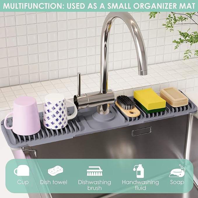 24 Inch Silicone Faucet Mat for Kitchen Sink Splash Guard