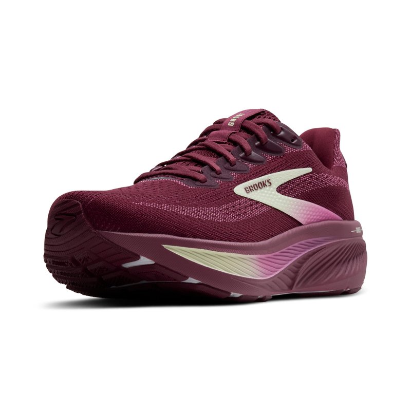 Brooks Women’s Ghost 17 Neutral Running Shoe - Burgundy/Pink/Green - 6 Medium