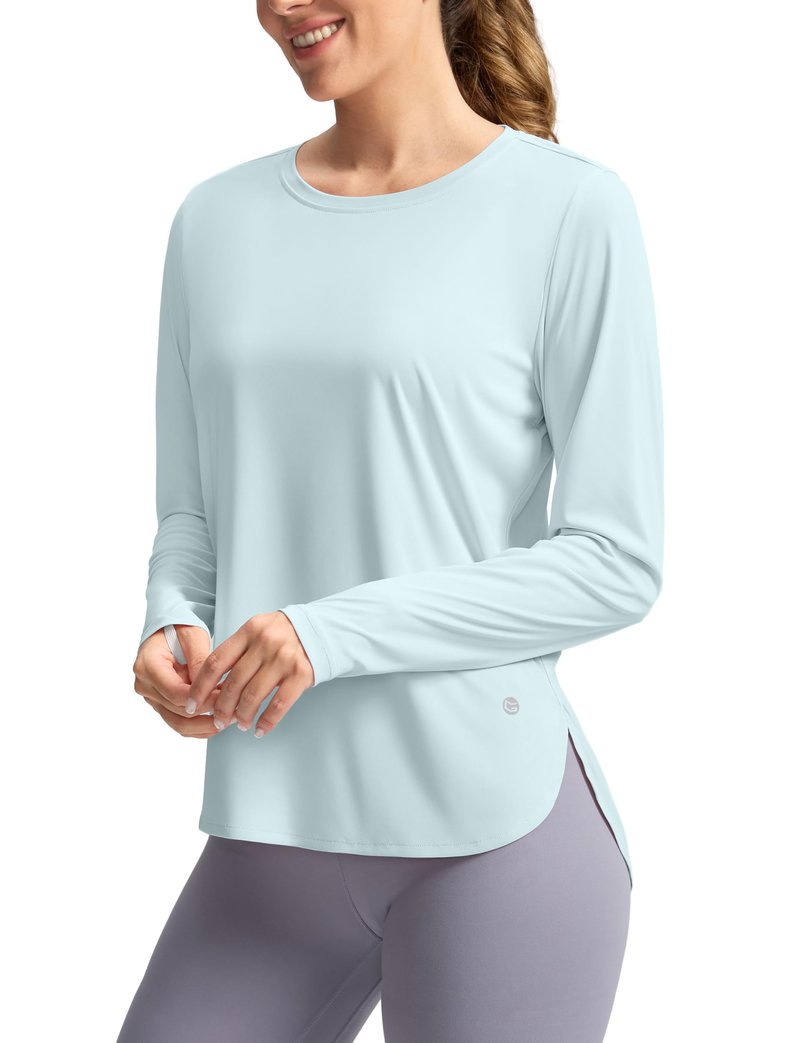 Women's Sun Shirts UPF 50+ Long Sleeve UV Protection Shirt Lightweight Quick Dry Workout Hiking Tops for Women(Light Blue,M)