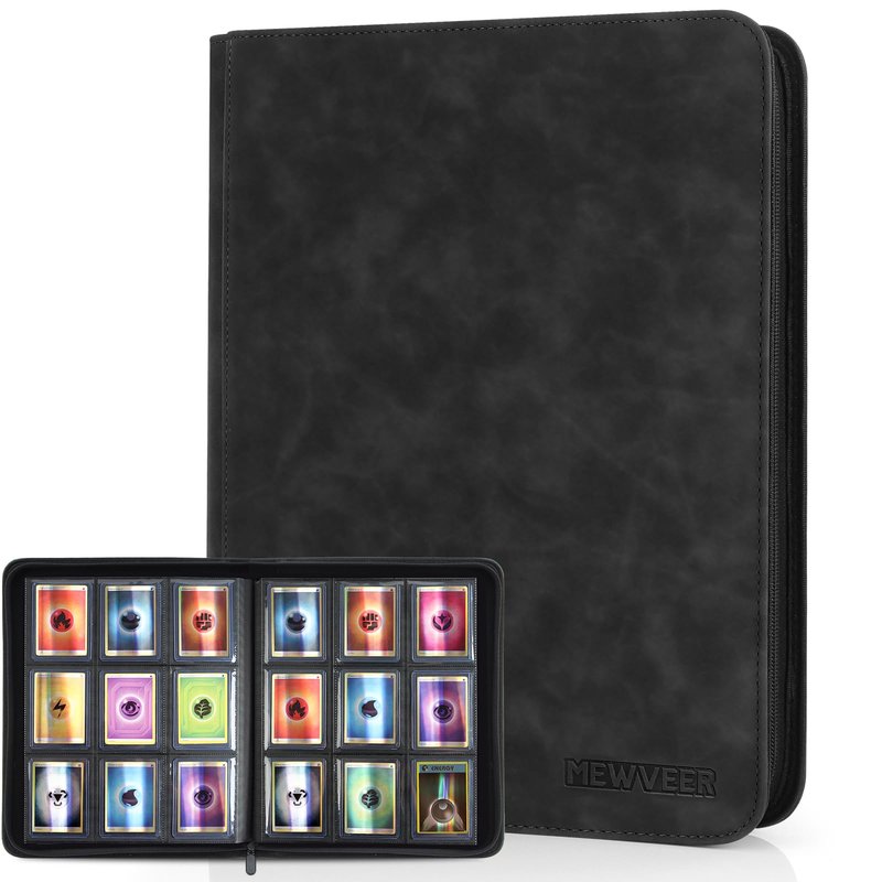 MewVeer Top Loader Card Binder, Holds 252 Top Loaders Storage, 9 Pockets with Sleeves, Trading Card Binder for Sports Cards, YGO/MTG Card Collection Binder - Black (Not for Cards WITHOUT a Top Loader)