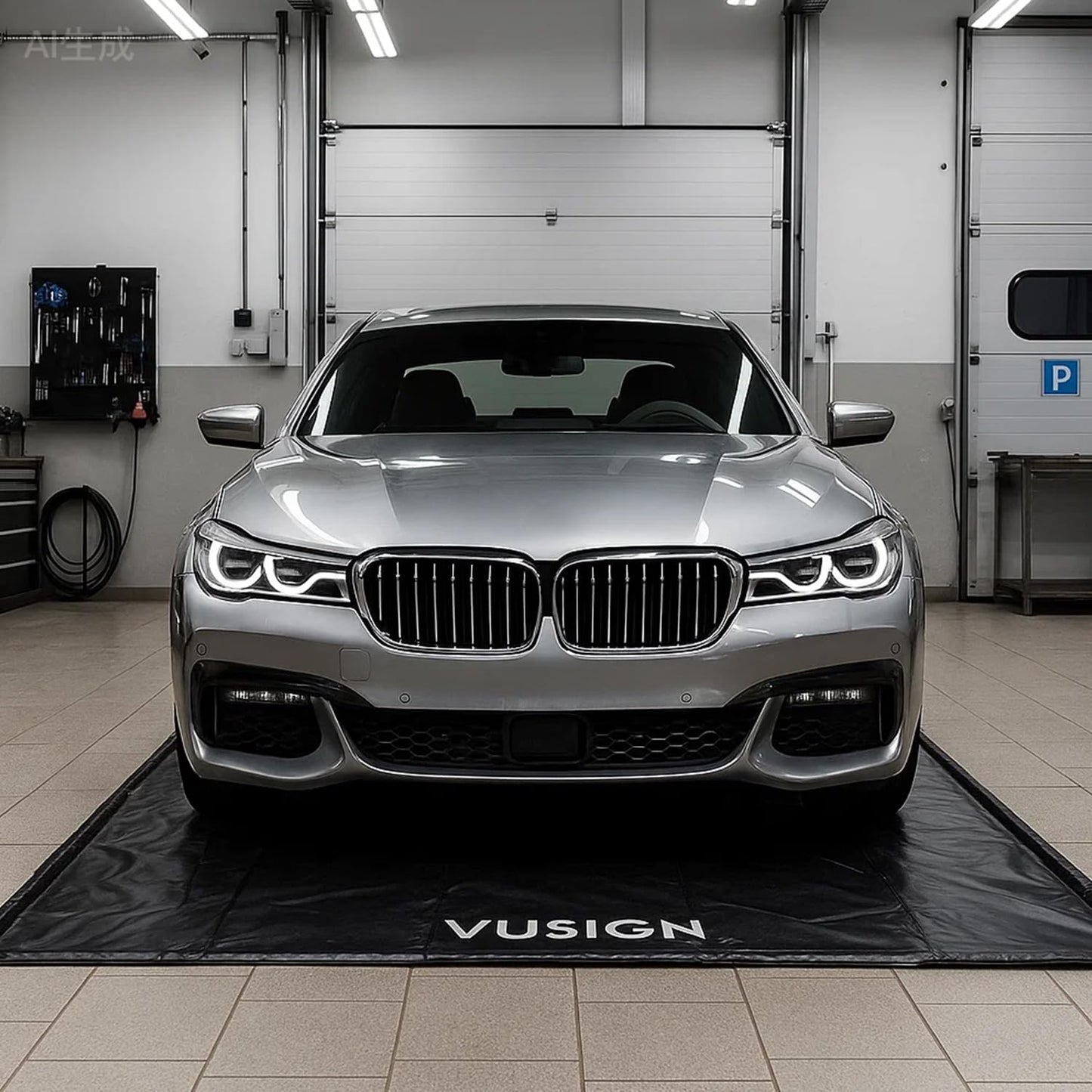 VUSIGN Containment Mat, 7'9"x16' Non-Slip Garage Floor Mat, Heavy Duty Waterproof Garage Protection from Snow Rain Mud for Cars SUVs Trucks