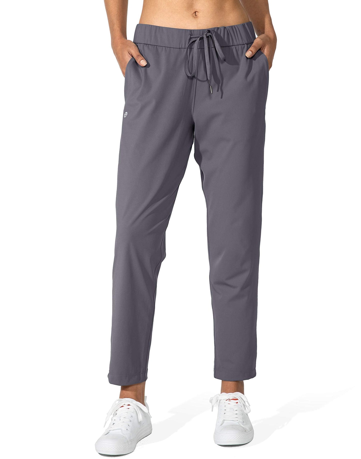 G Gradual Women's Pants with Deep Pockets 7/8 Stretch Sweatpants for Women Athletic, Golf, Lounge, Work (Grey, Small)