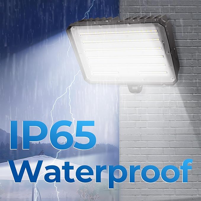 CINOTON 100W LED Flood Lights Outdoor, 14000LM IP65 Waterproof Outdoor Security Wall Light Fixture with 180°Knuckle for Warehouse Porch Barn Garage Building 5000K 100V-277V 2 Pack