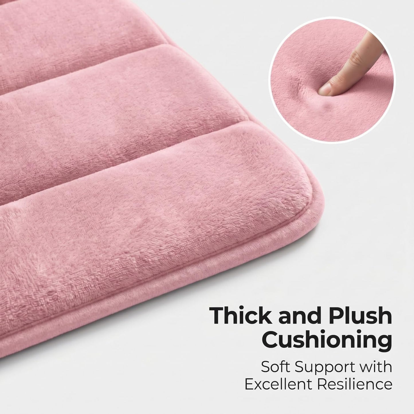 AINAHYVA Bathroom Rugs Set 3 Piece, Memory Foam Bath Rugs, Non Slip Washable Bathroom Rug Set, Extra Soft Absorbent Bath Mats with U-Shaped Toilet Rug, Pink