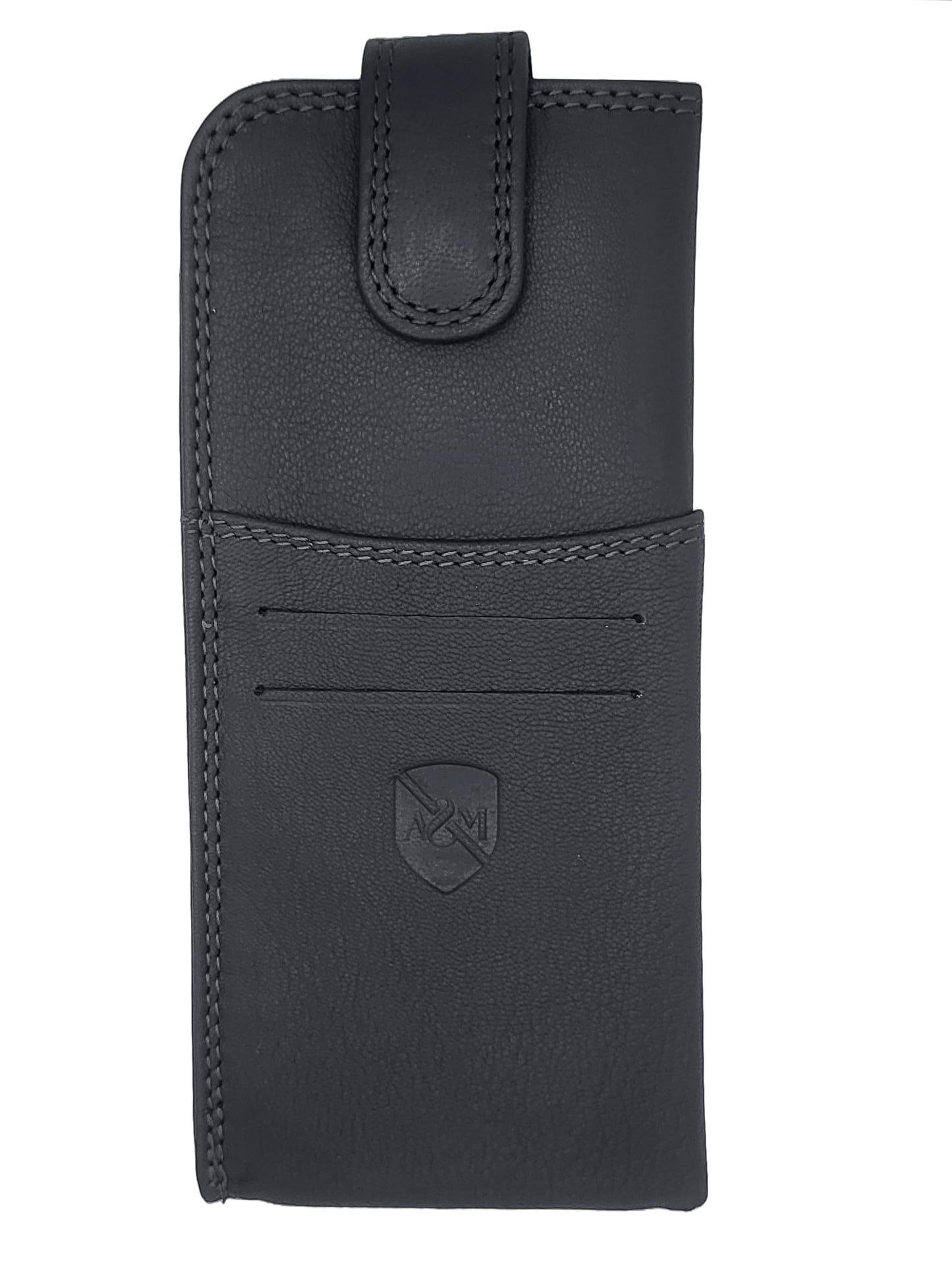 ALLEN & MATE 100% Leather Glasses and Sunglasses Case with Card Slots Protective Holder for Reading Glasses Eyewear & Shades