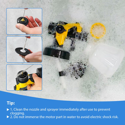Paint Sprayer, Cordless Spray Paint Gun with 2 Batteries, 6 Brass Nozzles, Electric Paint Sprayer for House Painting Graffiti Wall Fence Furniture