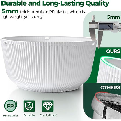 T4U 10 Inch Hanging Planters for Indoor Outdoor Plants, 2 Pack White Self Watering Hanging Plant Pot, Hanging Pots Set with Drainage Hole & Plug & Chain with 3 Hooks for Garden Home Decor