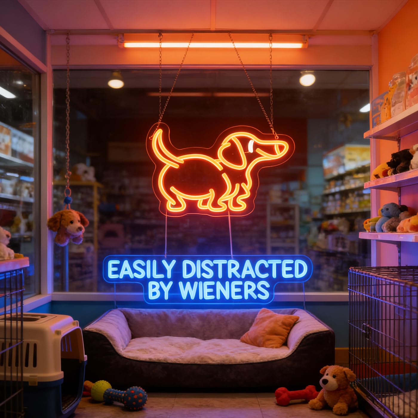 Easily Distracted Neon Sign, Wiener Dog Neon Light, Dachshund Led Signs, Dachshund Decor for Home Decor,Game Room Wall Art Decor,Gift For Dog Lover, Christmas Birthday Gifts