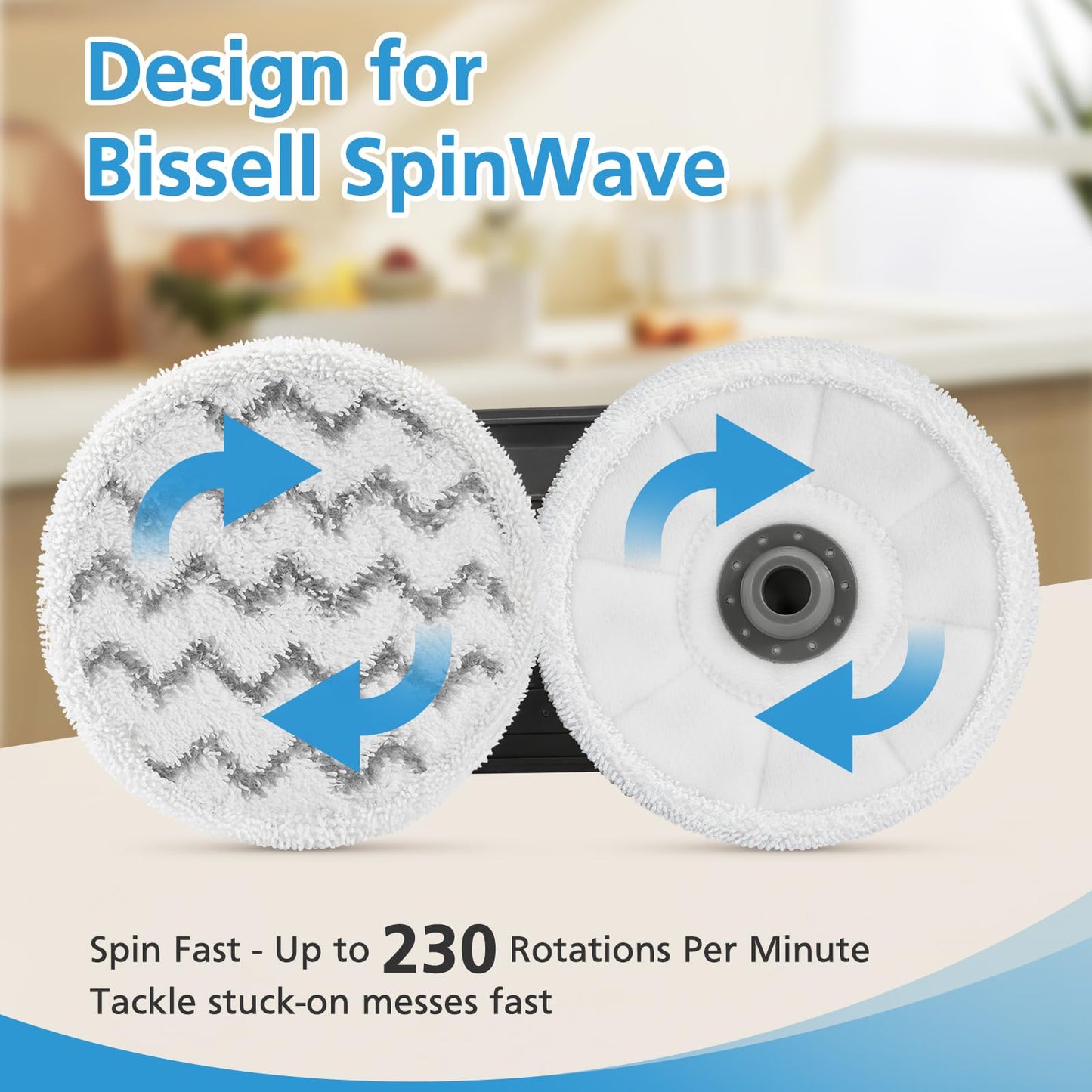 6 Pack 3897A / 3712 Rotating Steam Mop Pads Replacement for Bissell SpinWave SmartSteam Scrubbing Steam Mop Cleaner 【Models 3897A/3712 ONLY】, Washable Reuseable Refill Pads