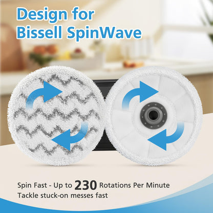 6 Pack 3897A / 3712 Rotating Steam Mop Pads Replacement for Bissell SpinWave SmartSteam Scrubbing Steam Mop Cleaner 【Models 3897A/3712 ONLY】, Washable Reuseable Refill Pads