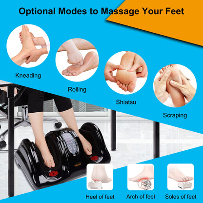 H&B Luxuries Shiatsu Foot Massager Machine with Remote Controller, Kneading and Rolling Home Massagers for Feet, Ankle, Calf, Leg, Ideally for Men, Women, Father, Mom Parents and The Elderly, Red