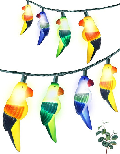 8.5FT Outdoor Parrot String Lights, 10 LED Warm White Waterproof Fairy Lights with 2 Spare Bulbs, Shatterproof & UL Certified Lighting for Summer Halloween Camping Patio Pool Yard Decor