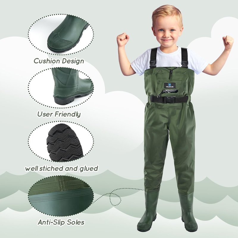 Trudave Chest Waders for Kids - Waterproof & Lightweight Youth Fishing Gear | Perfect for Hunting