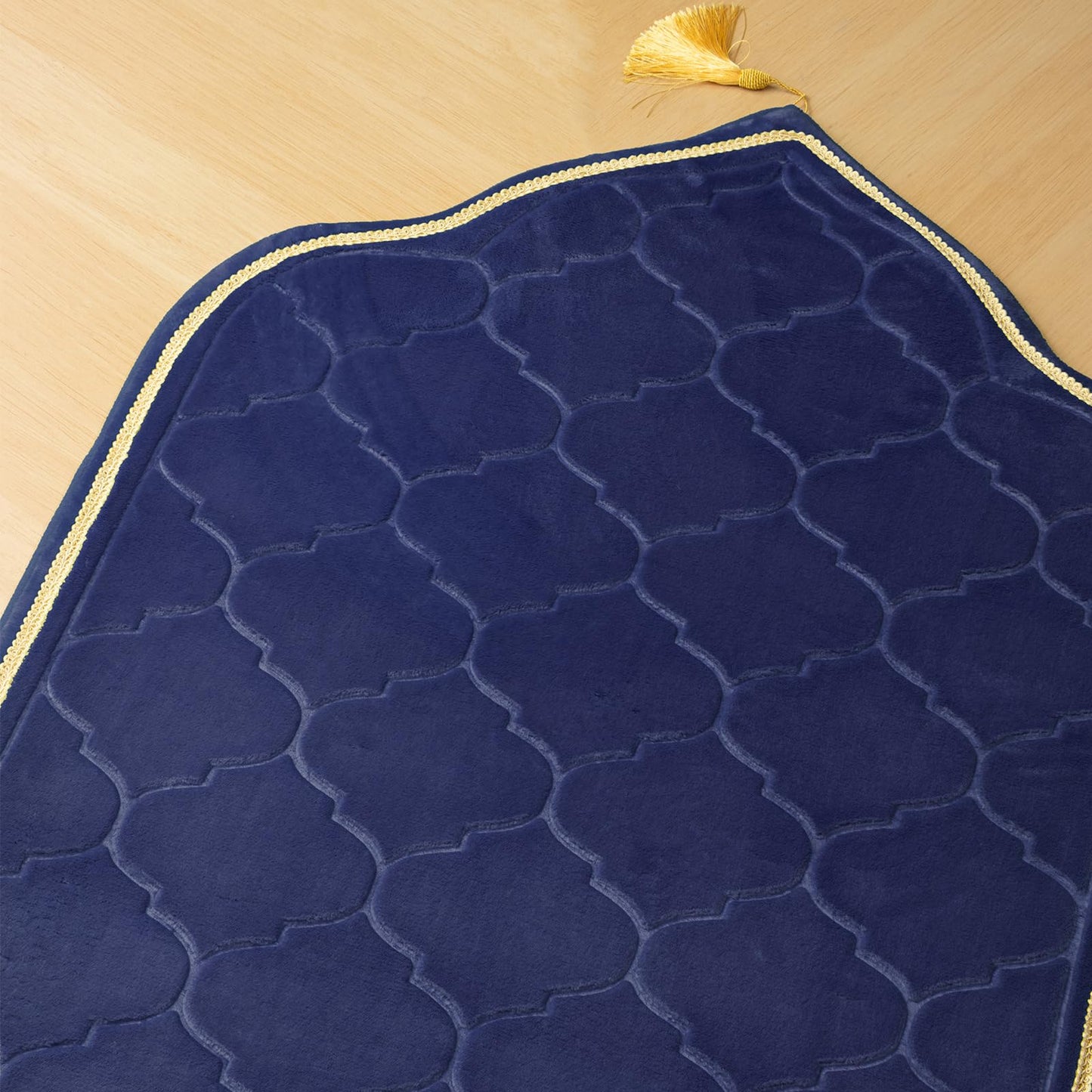 YAZEIN Muslim Prayer Rug with Tasbih Prayer Beads, Soft Memory Foam Prayer Matt Islam, Padded Islamic Prayer Mat Thick for Men and Women, Janamaz, Sajadah (25.6" x 43.3", Navy Blue)