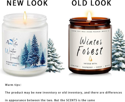 Winter Forest Candle | Pine Cedarwood Scented Soy Candles - Fresh Evergreen Aromatherapy Candles for Home, Holiday Candle Gift for Women & Men, Winter Christmas Home Décor