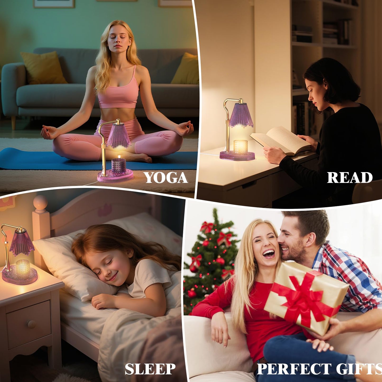 WYghyronic Candle Warmer Lamp with Timer & Dimmable 4-Level Brightness - Adjustable Height,for New Home Bedroom, Gifts for Women (Pink)