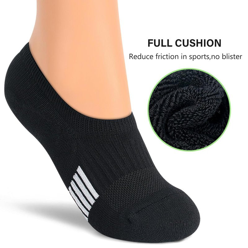 Amutost No Show Socks Womens Black Athletic Thick Moisture Low Cut Socks 5-6 Pairs