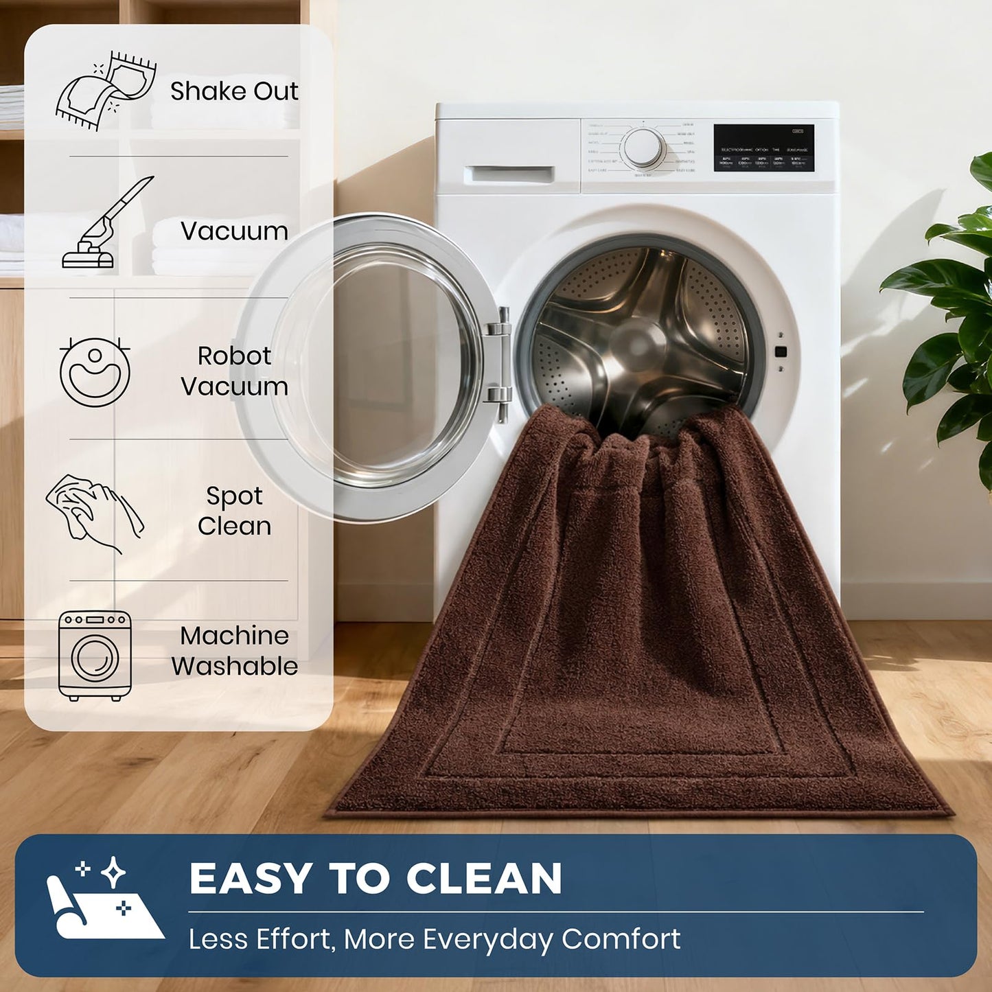 PURRUGS Machine Washable Kitchen Rug Set [2 PCS] (24" x 35.5"+ 24" x 59"), Non-Slip/Skid Kitchen Runner Rugs & Floor Mats, Super Absorbent Soft Standing Mats for Kitchen, Laundry & Sink, Brown