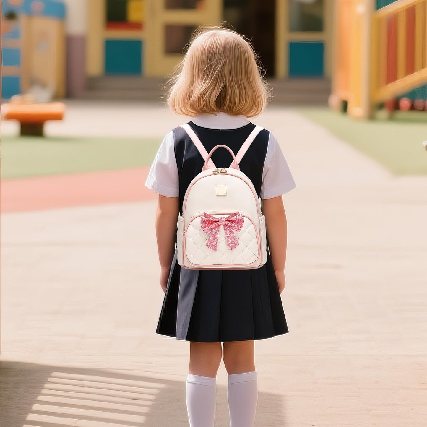 I IHAYNER Mini Backpcak for Girls Small Bowknot Quilted Leather Backpack Purse for Women Travel Cute Trendy Stuff Gifts for Kids Rainbow