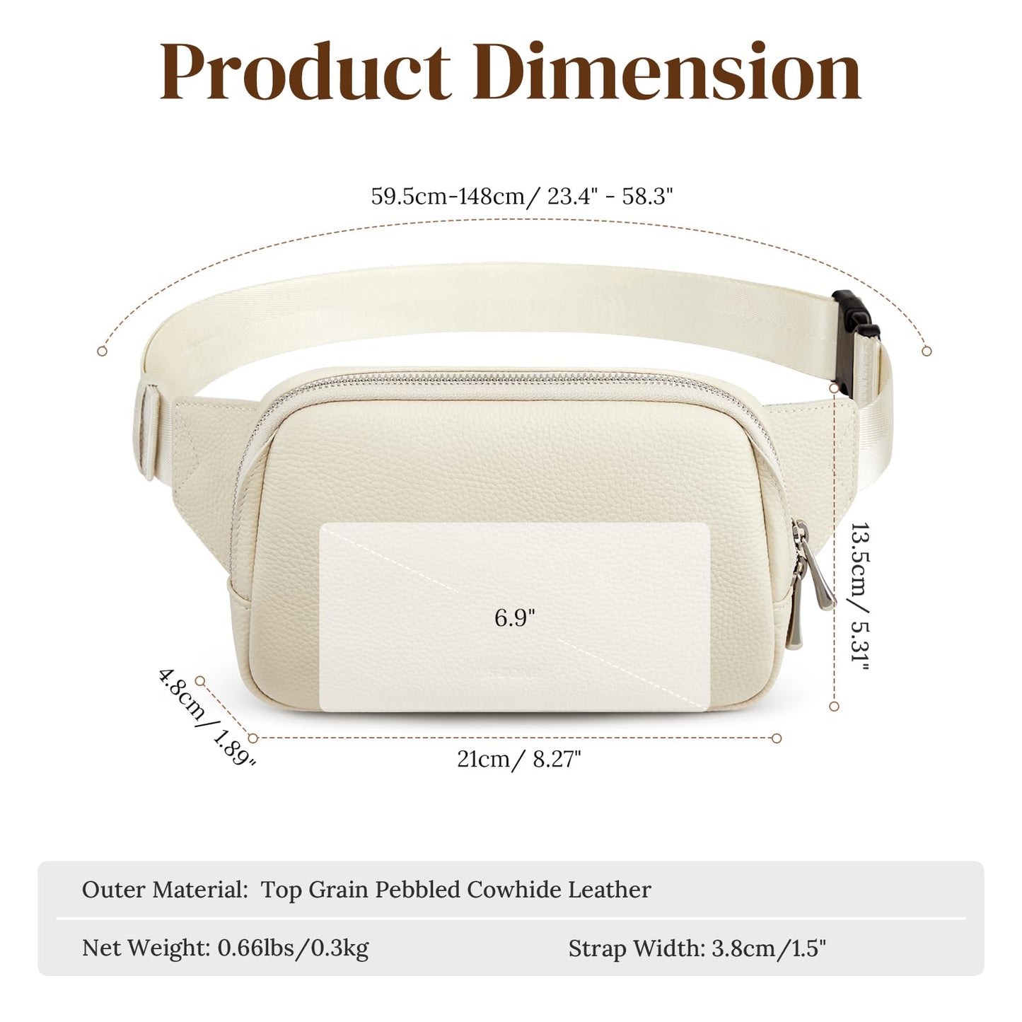 S-ZONE Leather Fanny Pack for Women RFID Blocking Waist Belt Bag Crossbody Purse