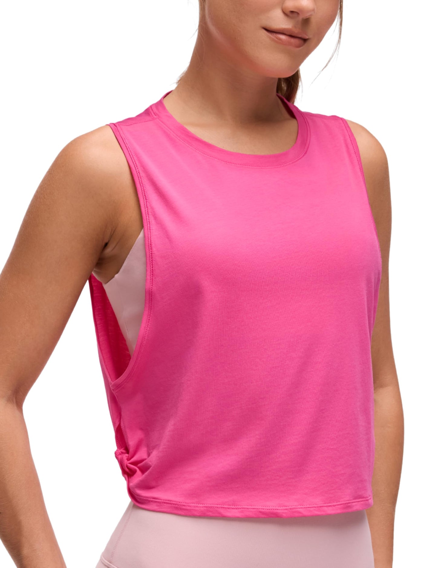 CRZ YOGA Pima Cotton Dropped Armhole Tank Sonic Pink X-Small