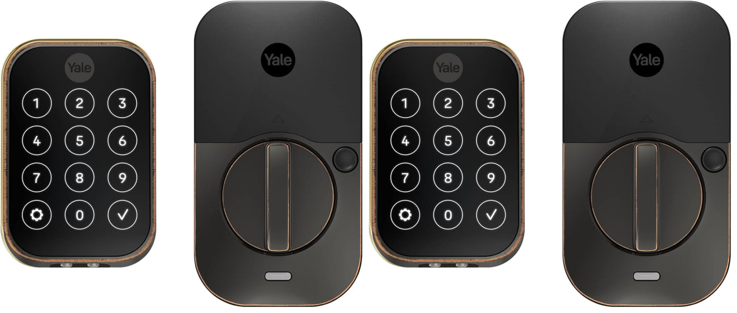 Yale Security Assure Lock 2 Deadbolt, Black Suede Keyed Smart Entry Door Lock with Wi-Fi Connected Keypad for Code Entry and Remote Access, YRD410-WF1-BSP